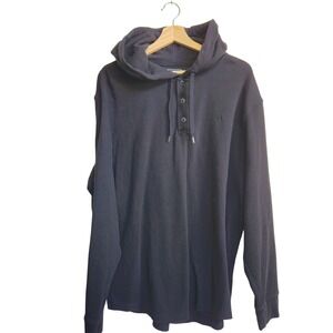 American Eagle XXL Thermal Henley Hoodie Waffle Knit Skater Y2K 90s Grunge EUC